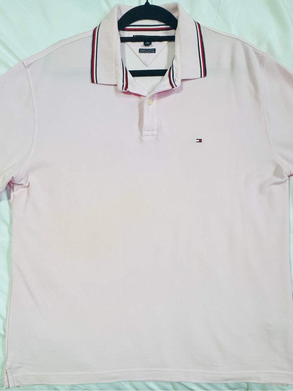 Tommy Hilfiger Light Pink Polo with Striped Collar
